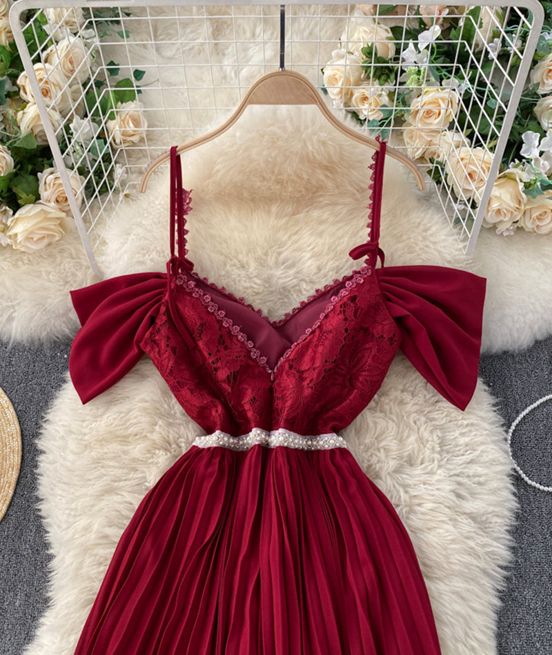 Stylish lace off shoulder dress  918