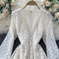 A line v neck lace long sleeve dress  925