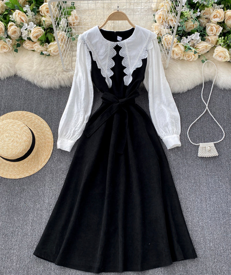 Cute A line long sleeve dress fashion dress  927