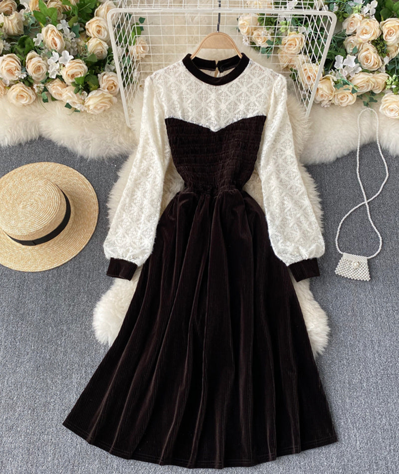 Cute A line stitching dress  919