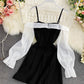 Cute bow short dress long sleeve dress  921