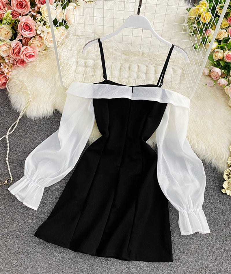 Cute bow short dress long sleeve dress  921