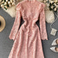 A line cutout lace dress long sleeve dress  920