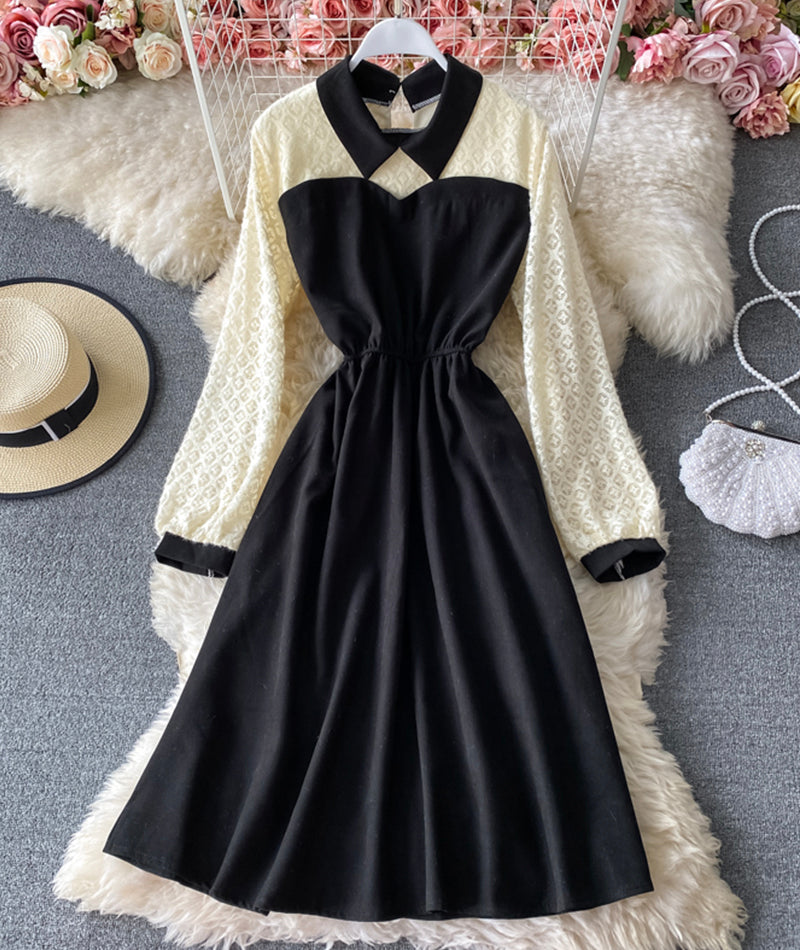 Robe mignonne à manches longues en coupe A, robe tendance 928