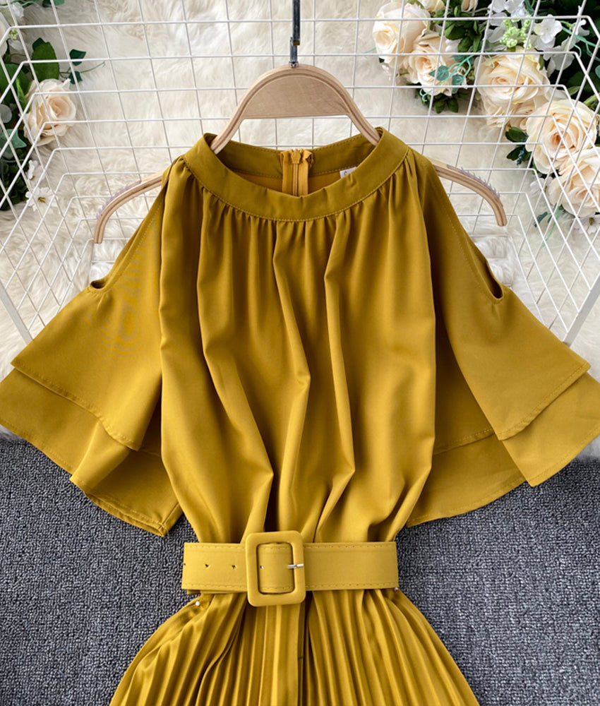 Cute A line round neck dress off shoulder dress  893