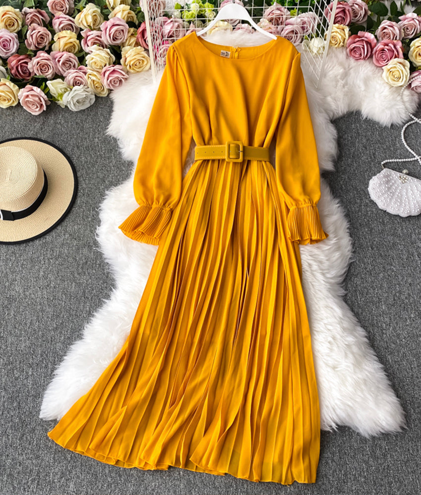 A-Linie Chiffon-Langarmkleid 908