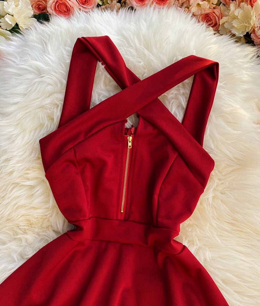 Sexy A line backless dress short dress  894