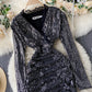Stylish v neck sequins short dress party dress  906