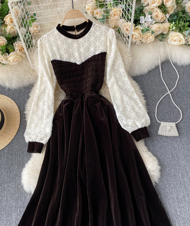 Cute A line stitching dress  919