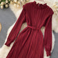 Einfaches A-Linien-Kleid mit langen Ärmeln, Modekleid 901