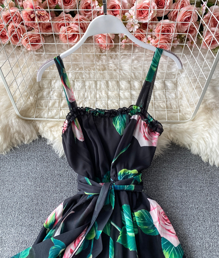 Stylish A line floral pattern dress  883
