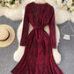 Elegant v neck velvet dress fashion dress  892