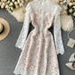 A line cutout lace dress long sleeve dress  920
