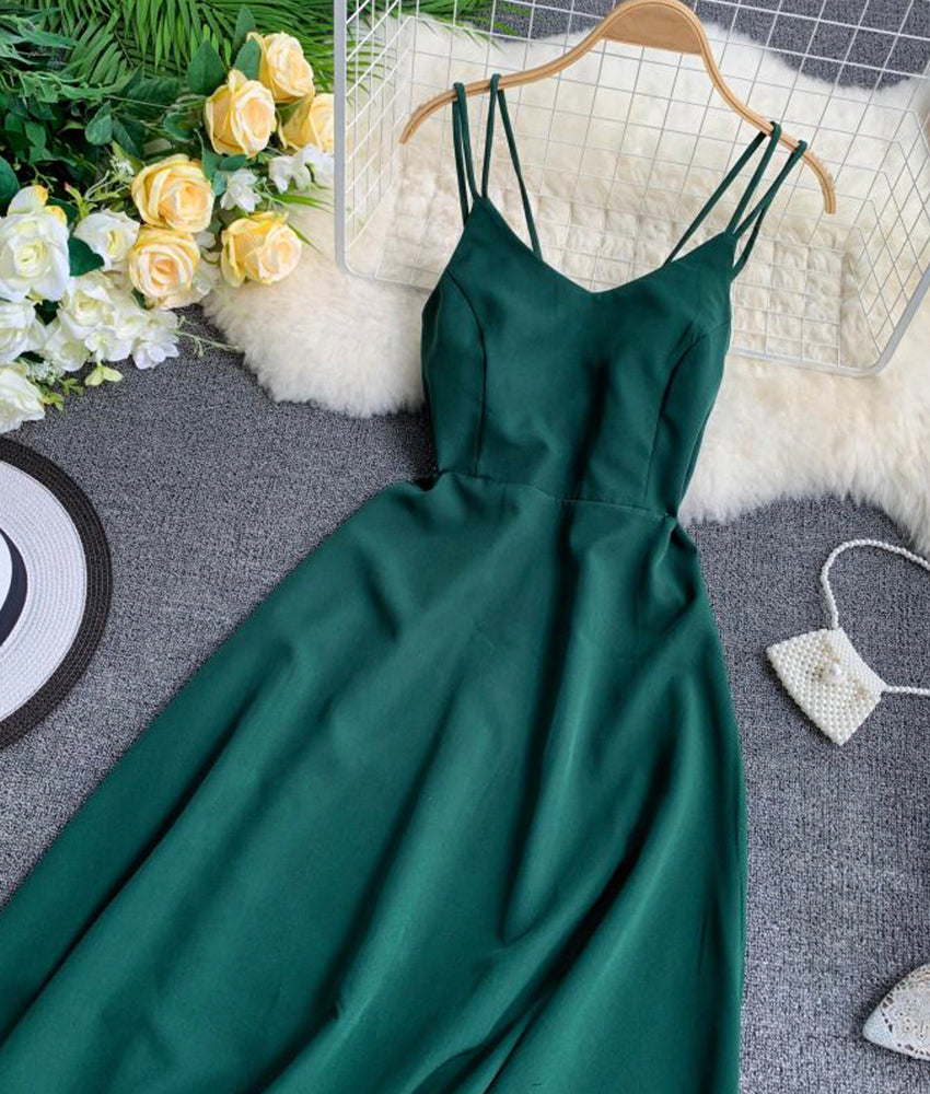 Einfaches A-Linien-Kleid mit V-Ausschnitt, modisches Kleid 888