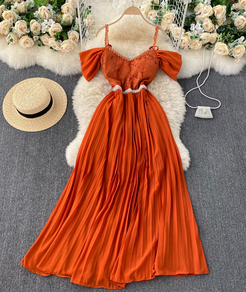 Stylish lace off shoulder dress  918