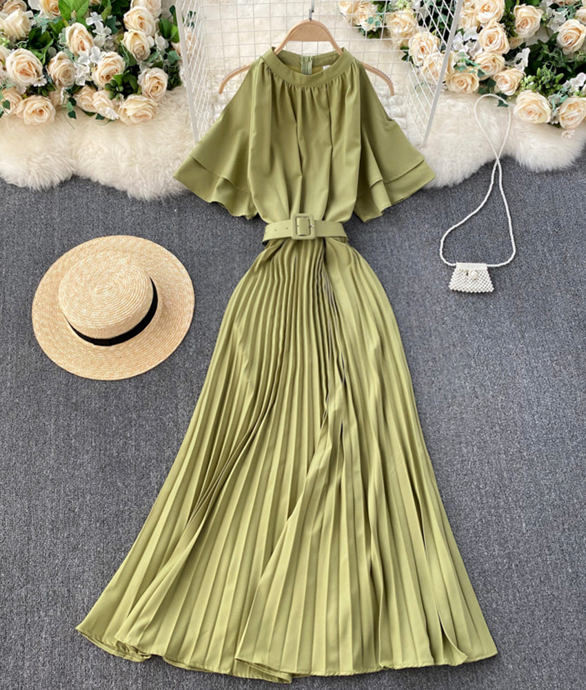 Cute A line round neck dress off shoulder dress  893