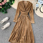 Elegantes Samtkleid mit V-Ausschnitt, Langarmkleid 914 