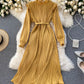 Einfaches A-Linien-Kleid mit langen Ärmeln, Modekleid 901