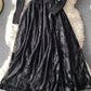 Robe trapèze élégante en patchwork à manches longues 898