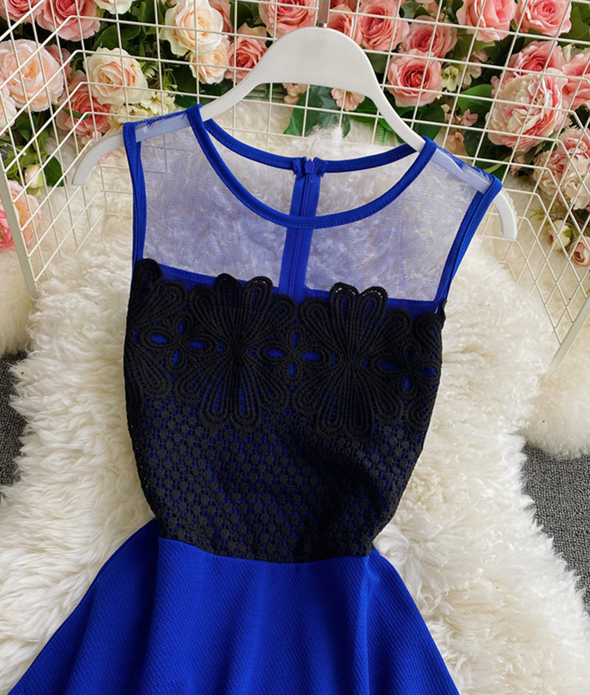 Cute lace short dress A line dress  880