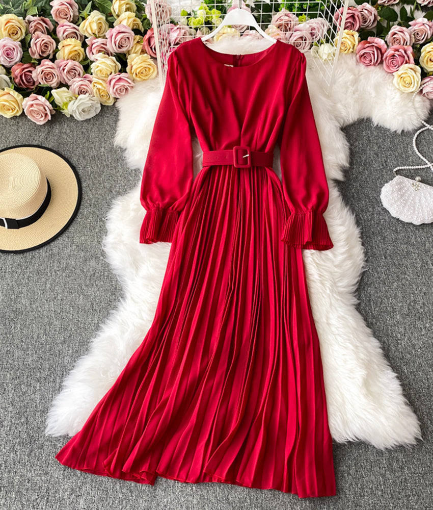 A-Linie Chiffon-Langarmkleid 908