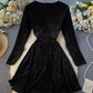 Black v neck velvet short dress  900
