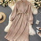 Einfaches A-Linien-Kleid mit langen Ärmeln, Modekleid 901