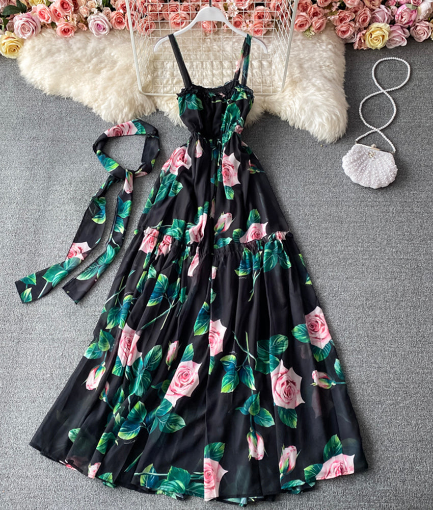 Stylish A line floral pattern dress  883