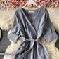 Robe courte simple à col en V, robe tendance 868