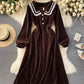 Stylish corduroy long sleeve dress  891