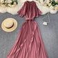 Cute A line round neck dress off shoulder dress  893