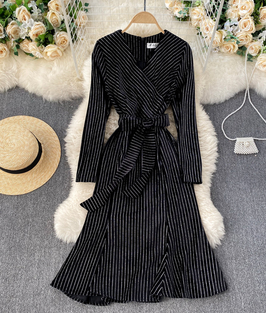 Elegant v neck velvet dress fashion dress  892