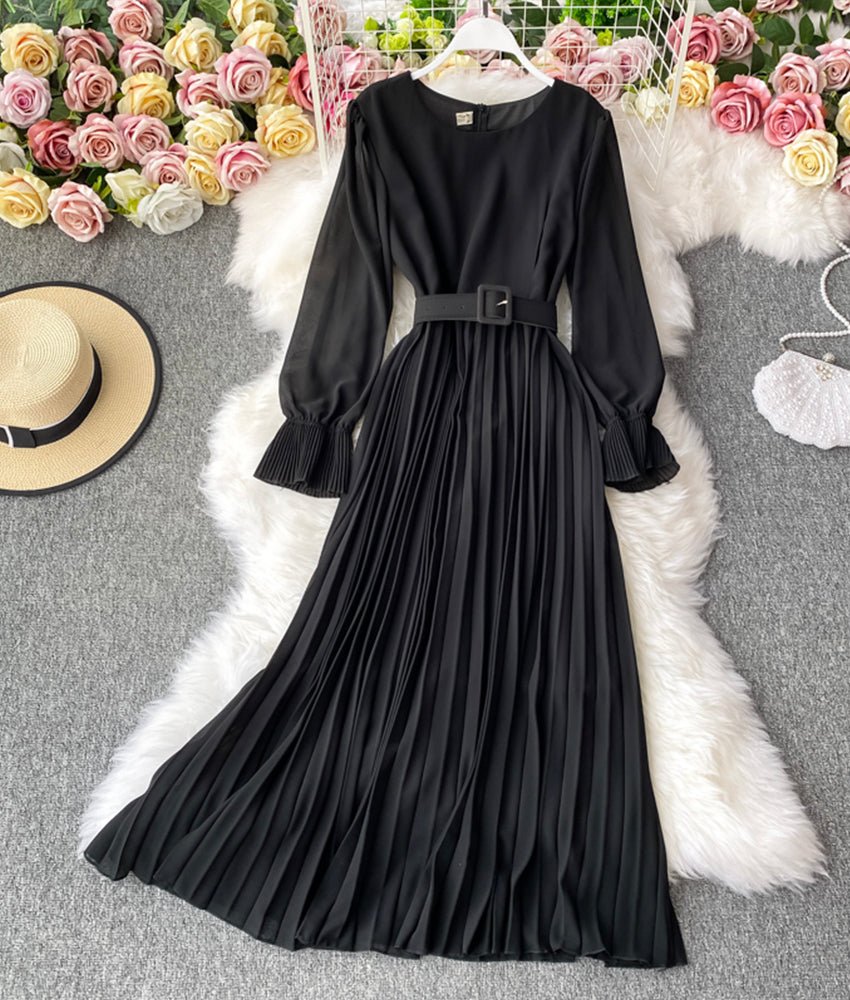 A-Linie Chiffon-Langarmkleid 908