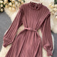 Einfaches A-Linien-Kleid mit langen Ärmeln, Modekleid 901