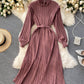Einfaches A-Linien-Kleid mit langen Ärmeln, Modekleid 901