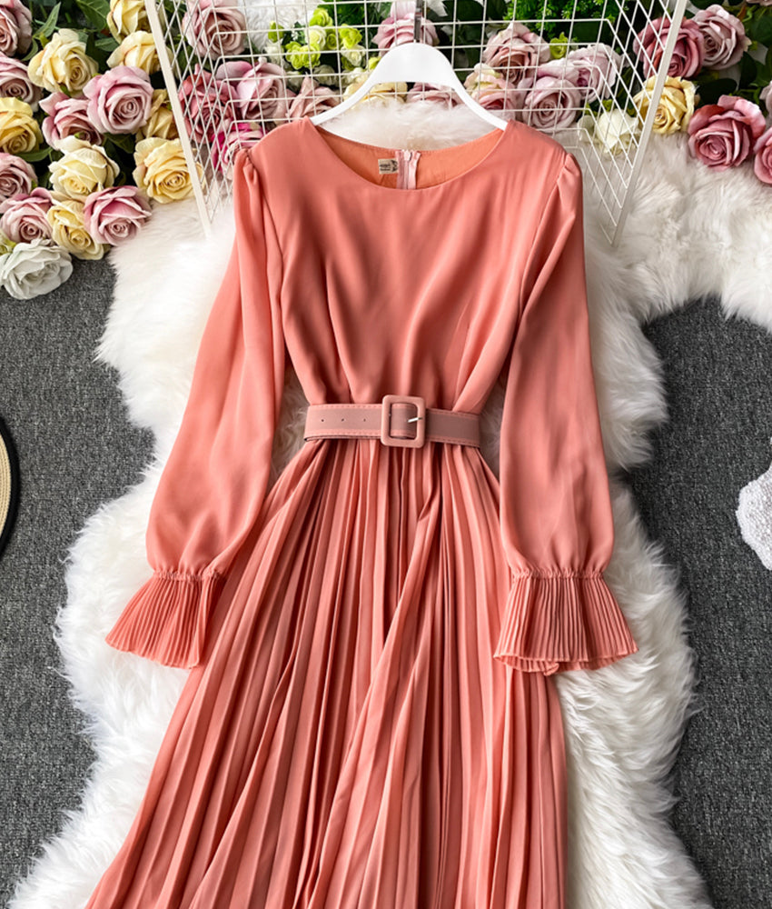 A-Linie Chiffon-Langarmkleid 908