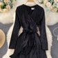 Elegant v neck velvet dress fashion dress  892