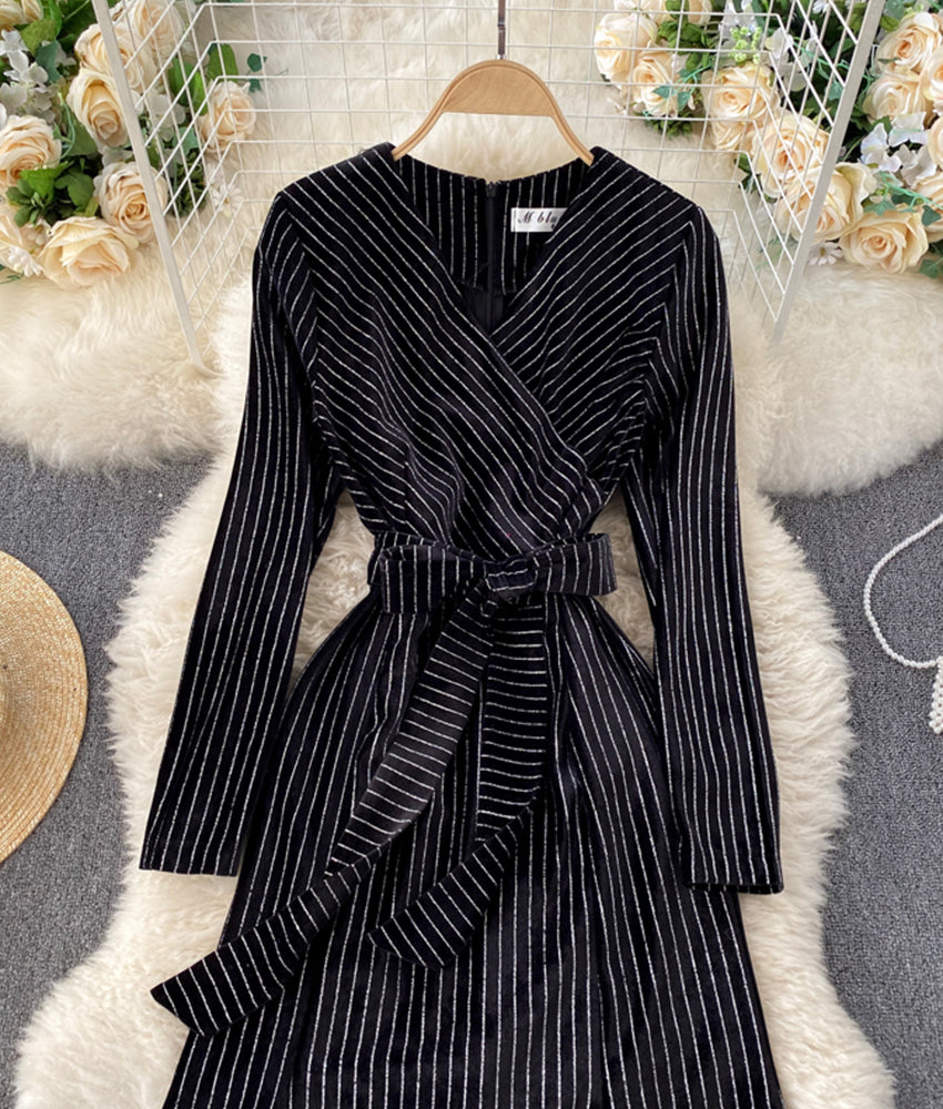 Elegant v neck velvet dress fashion dress  892