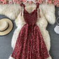 Cute A line floral dress short dress  875