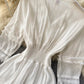 White A line lace dress v neck dress  871
