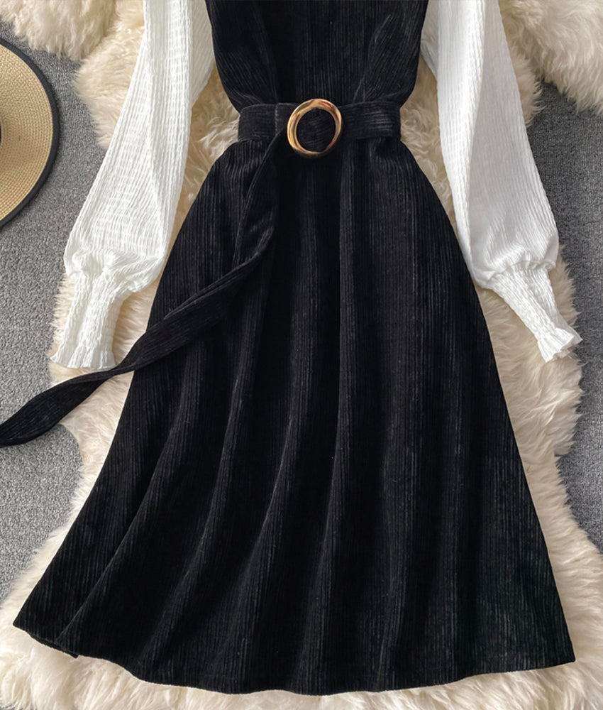 A line patchwork dress  885