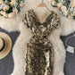 Shiny v neck sequins short dress party dress  860