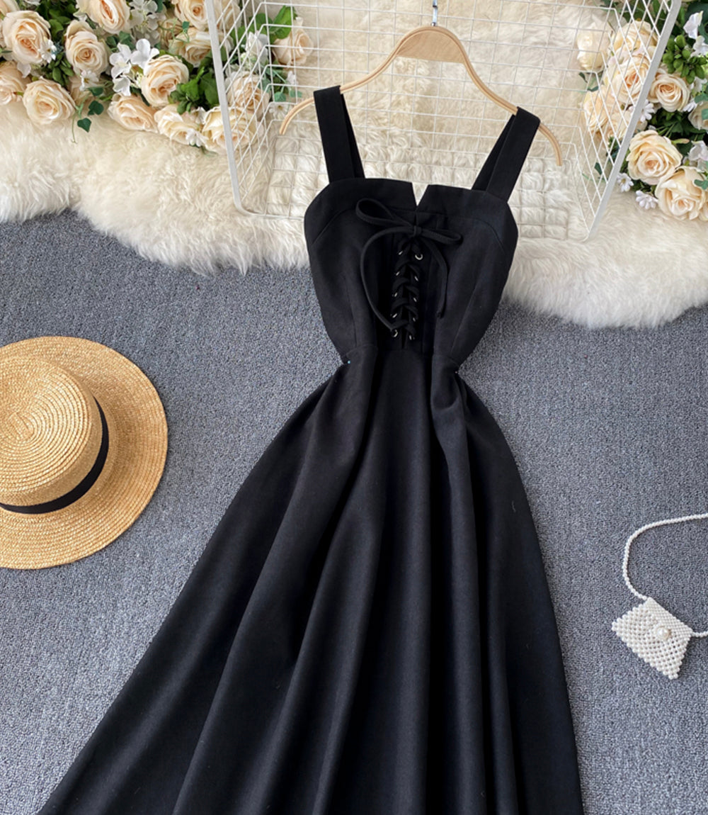 Jolie robe courte à lacets en forme de A 872