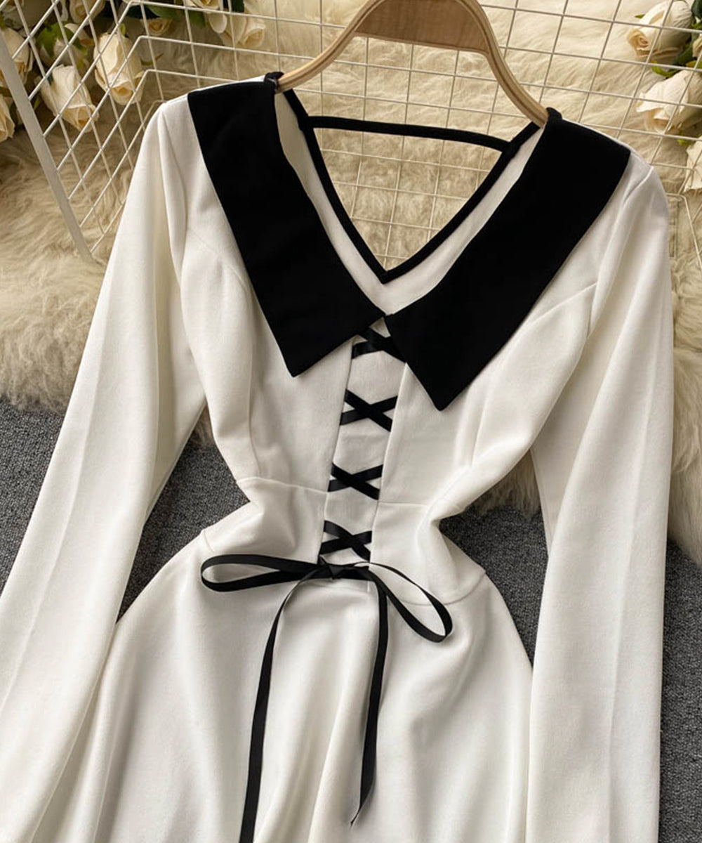 Süßes kurzes Kleid mit V-Ausschnitt, Mode-Mädchenkleid 834