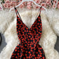 Stylish v neck floral dress  763