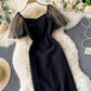 Simple black short dress fashion dress  835