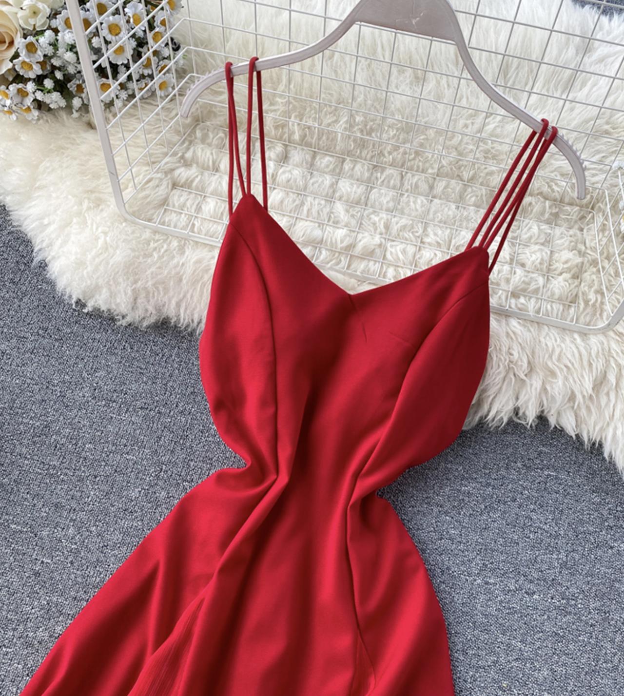 Stylish v neck chiffon dress A line dress  773