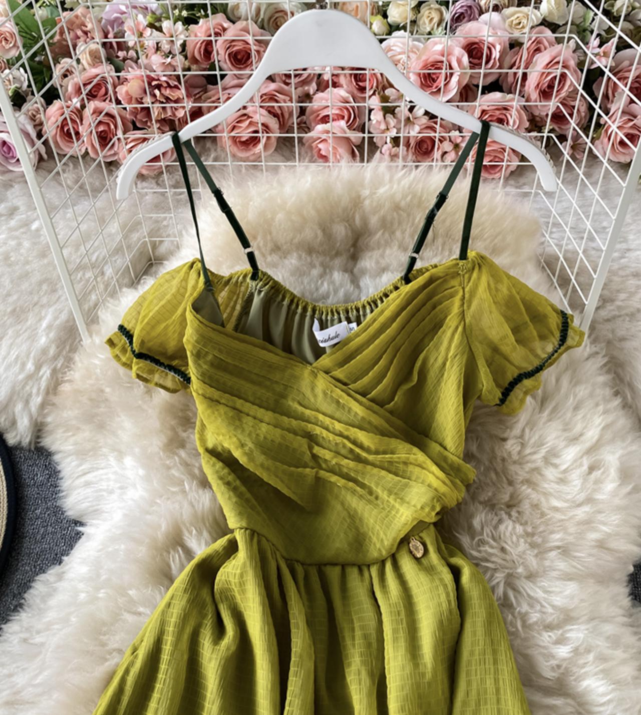 Grünes kurzes Kleid aus Tüll Modekleid 775