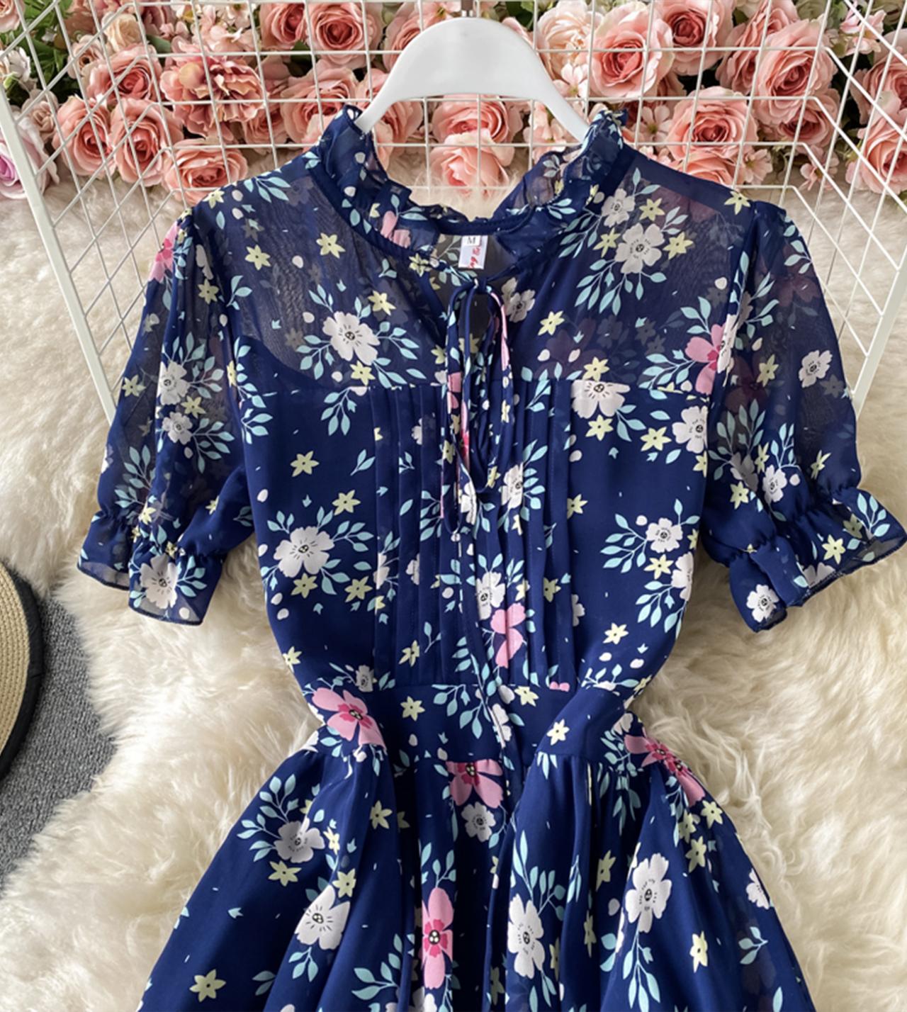 Cute A line floral dress fashion dress  801