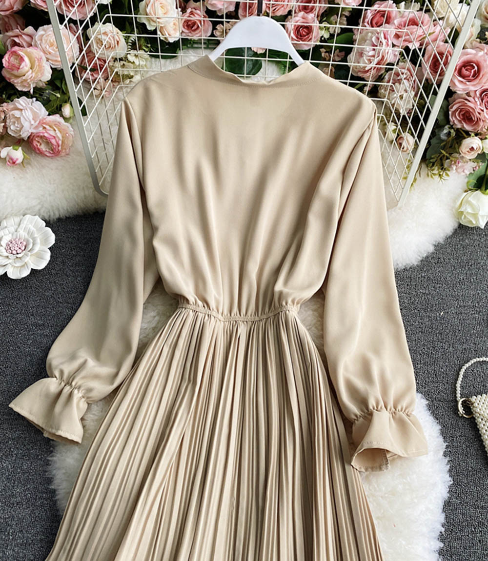 A line chiffon dress long sleeve dress  846